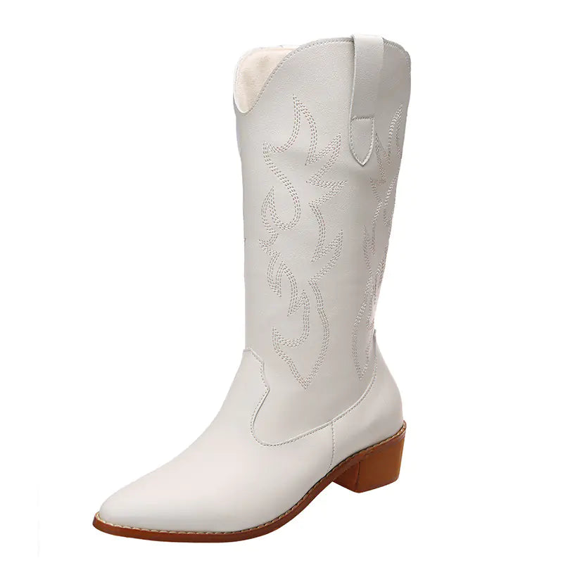 Embroidered Cowboy Ankle Boots for Women