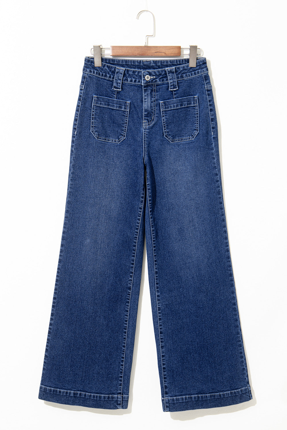 Sail Blue Wide Leg Pocketed High Waist Women's Jeans