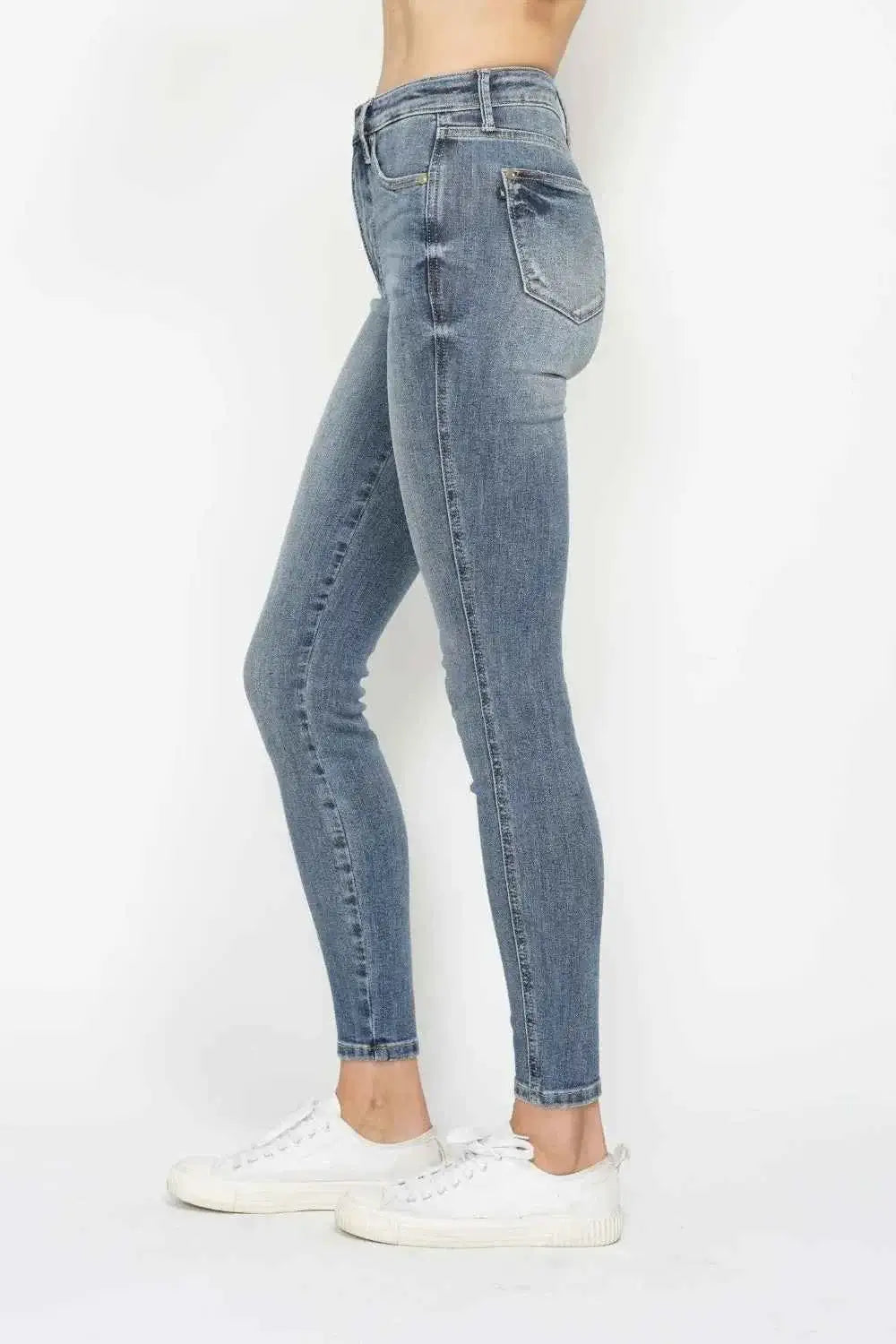 Tummy Control Contrast Wash Skinny Jeans