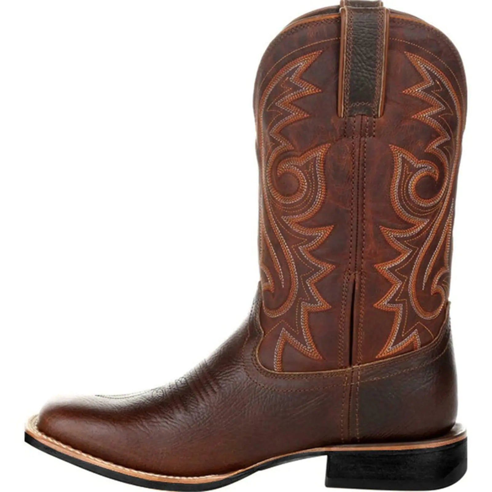 Cakiesky Mens  High Tube Embroidery Leather Boots