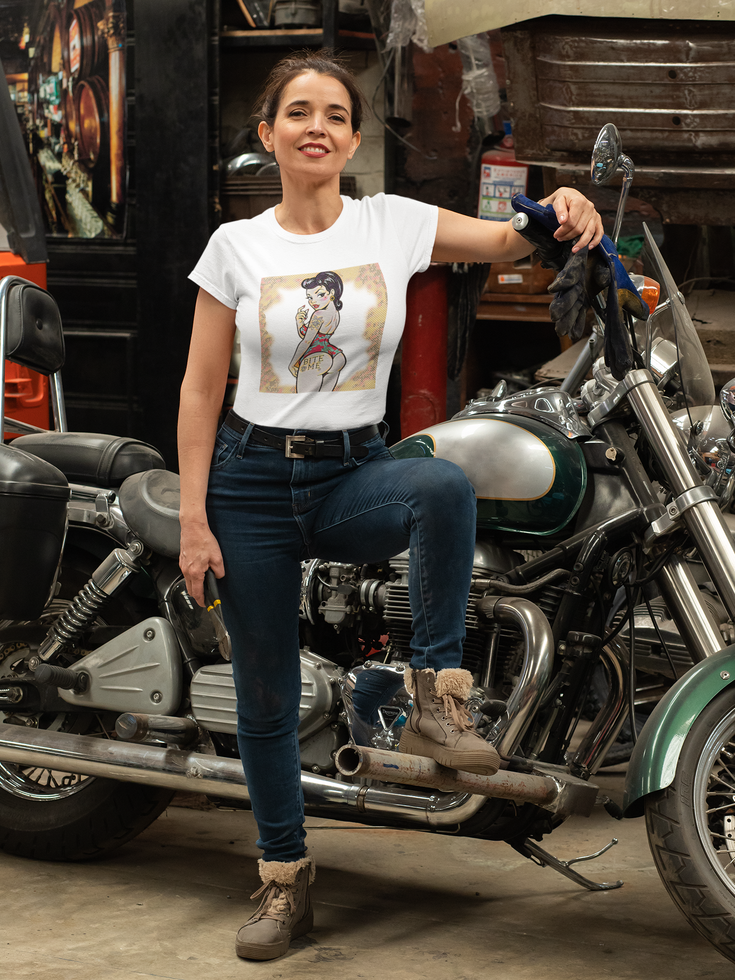 Bite Me Pin Up Graphic Tee