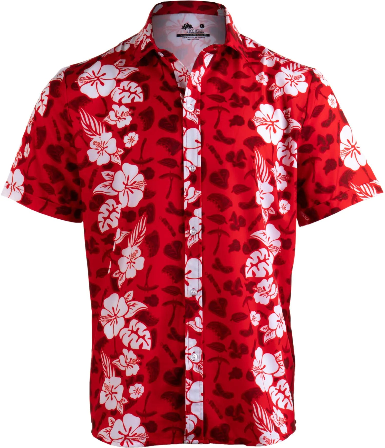 Ann Arbor T-shirt Co. Meats in The Sun | Funny BBQ Grilling Hawaiian Button Down Polo Party Shirt Men-(CollarXL)